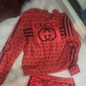 Gucci Red and Black Logo Track Jogger Set